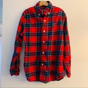Boys red plaid flannel Vineyard Vines button down long sleeve shirt size 8 - 10